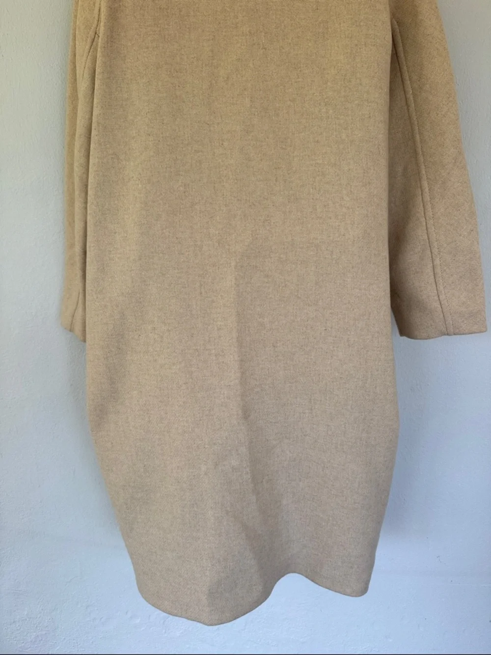 Zara beige cream wool blend longline button up winter peacoat size XS - Picture 13 of 15